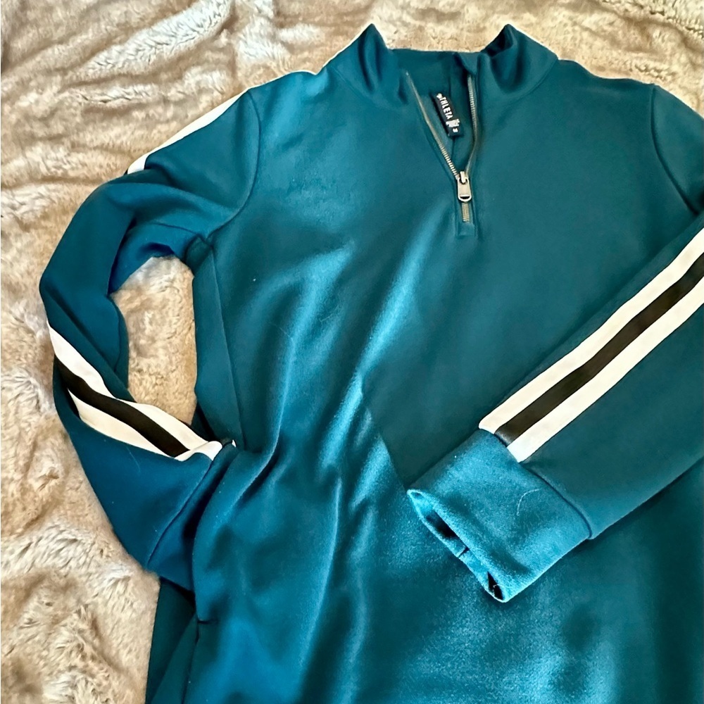 Athleta Teal Long Sleeve Dress with White Stripes​​​